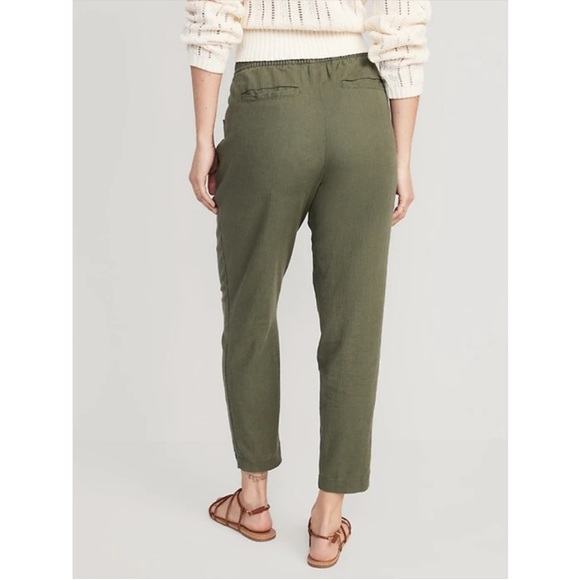 Old Navy Army Olive Green Plus Size 2x High Rise Straight Taper 55 Linen Viscose - Picture 8 of 10